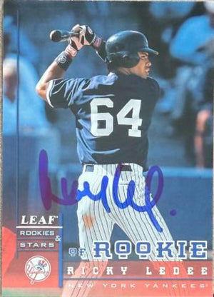 Ricky Ledee Signed 1998 Leaf Rookies & Stars Baseball Card - New York Yankees #261 ROO