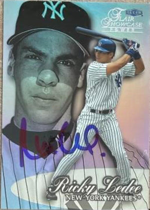 Ricky Ledee Signed 1999 Flair Showcase Baseball Card - New York Yankees #118