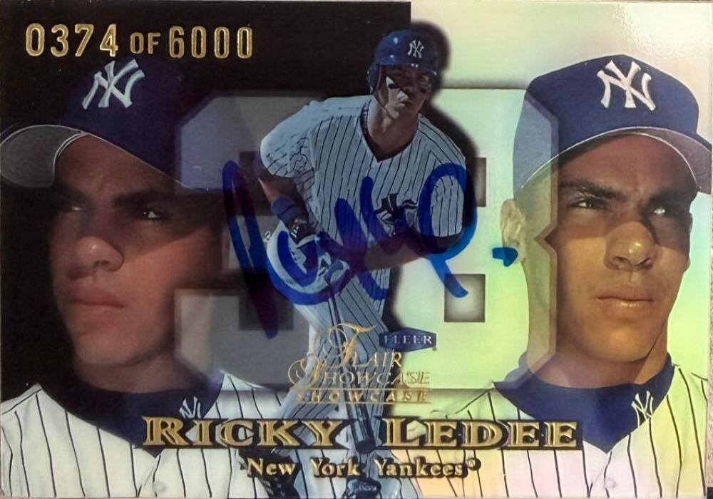 Ricky Ledee Signed 1999 Flair Showcase Row 1 (Showcase) Baseball Card - New York Yankees #118 SN6000