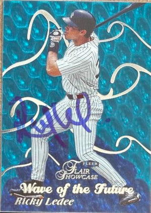 Ricky Ledee Signed 1999 Flair Showcase Wave of the Future Baseball Card - New York Yankees #8 WF SN1000