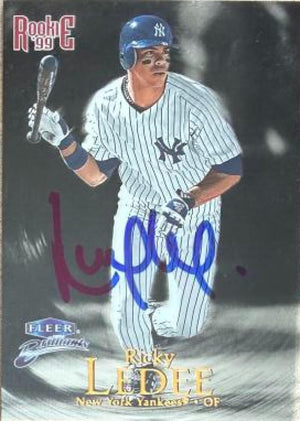 Ricky Ledee Signed 1999 Fleer Brilliants Baseball Card - New York Yankees #158 ROO