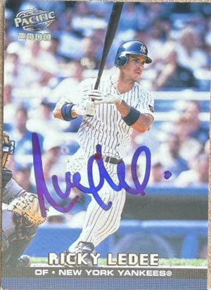 Ricky Ledee Signed 2000 Pacific Baseball Card - New York Yankees #296