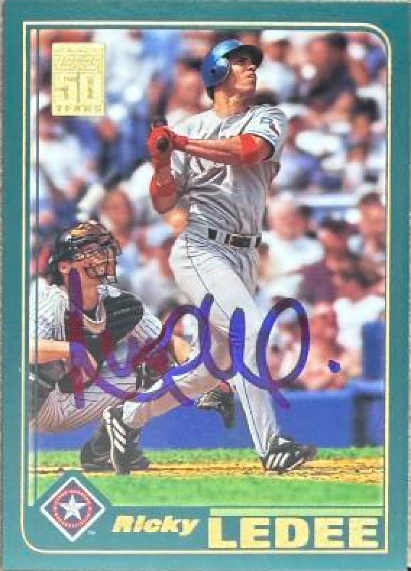 Ricky Ledee Signed 2001 Topps Baseball Card - Texas Rangers #654