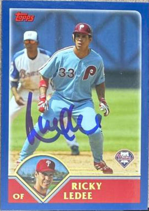 Ricky Ledee Signed 2003 Topps Baseball Card - Philadelphia Phillies #428