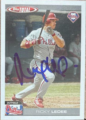 Ricky Ledee Signed 2004 Topps Total Baseball Card - Philadelphia Phillies #466