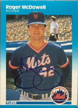 Roger McDowell Signed 1987 Fleer Baseball Card - New York Mets #16