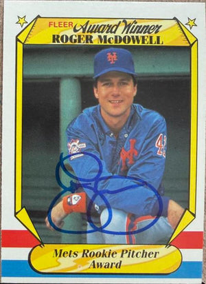 Roger McDowell Signed 1987 Fleer Award Winners Baseball Card - New York Mets #25