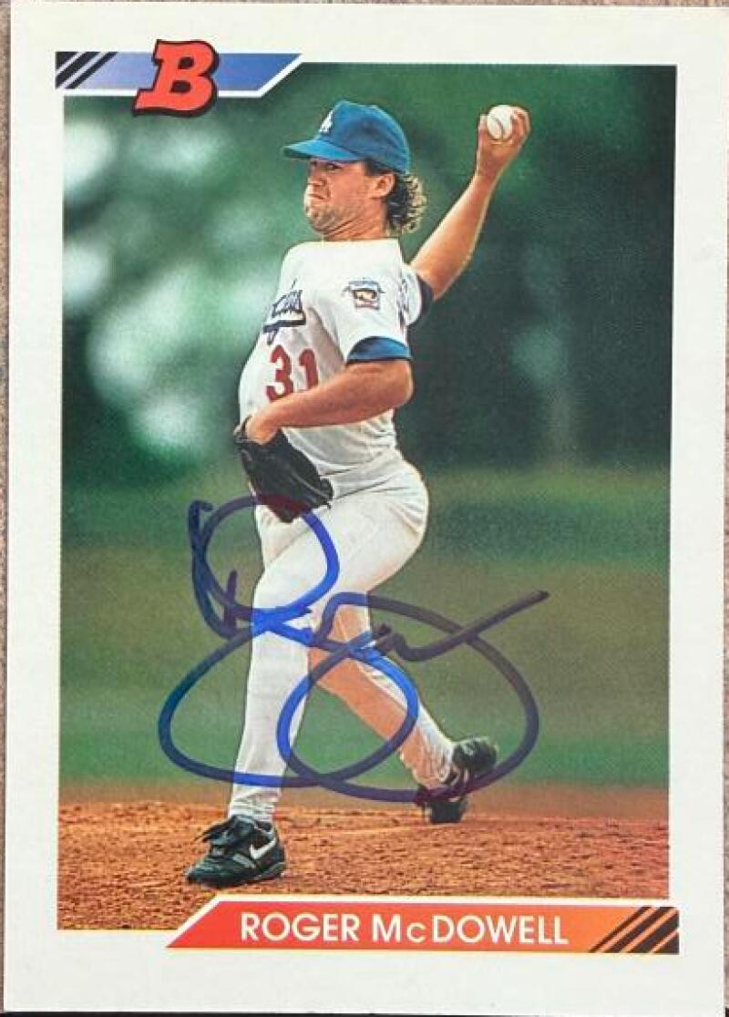 Roger McDowell Signed 1992 Bowman Baseball Card - Los Angeles Dodgers #657