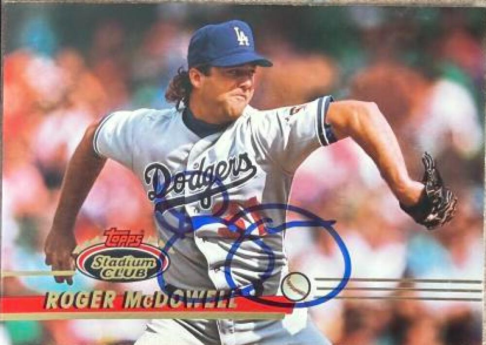 Roger McDowell Signed 1993 Stadium Club Baseball Card - Los Angeles Dodgers #251