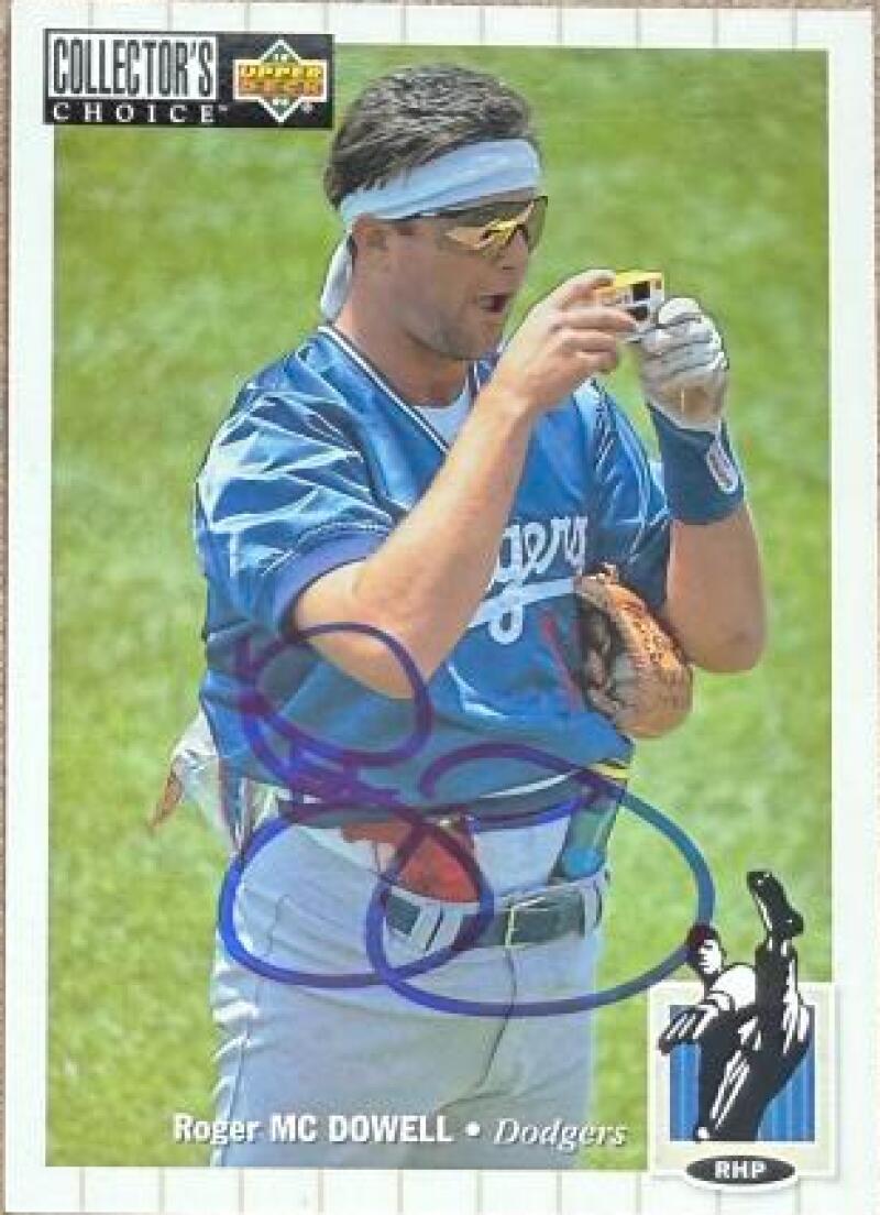 Roger McDowell Signed 1994 Collector's Choice Baseball Card - Los Angeles Dodgers #196