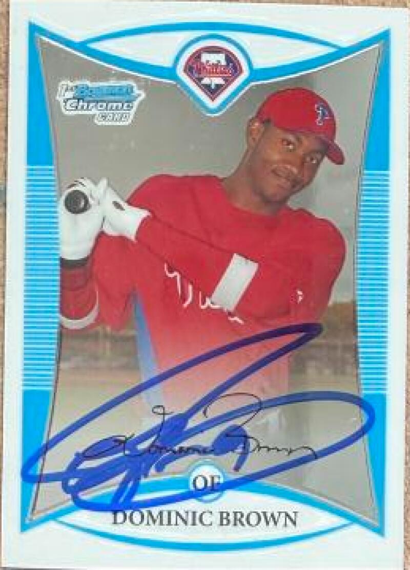 Domonic Brown Signed 2008 Bowman Chrome Prospects Baseball Card - Philadelphia Phillies