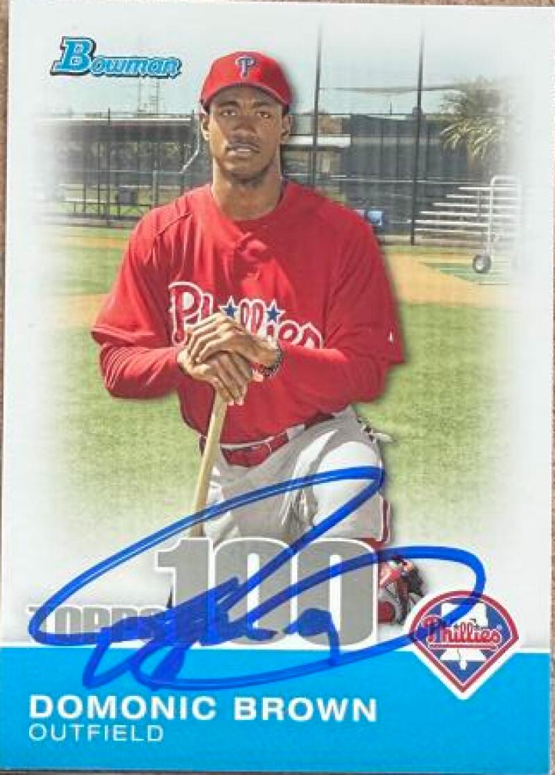 Domonic Brown Signed 2010 Bowman Topps 100 Baseball Card - Philadelphia Phillies #TP18