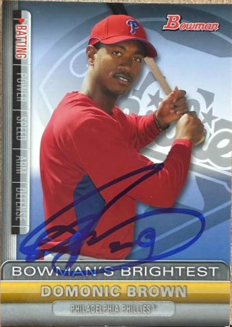 Domonic Brown Signed 2011 Bowman - Bowman's Brightest Baseball Card - Philadelphia Phillies #BBR18