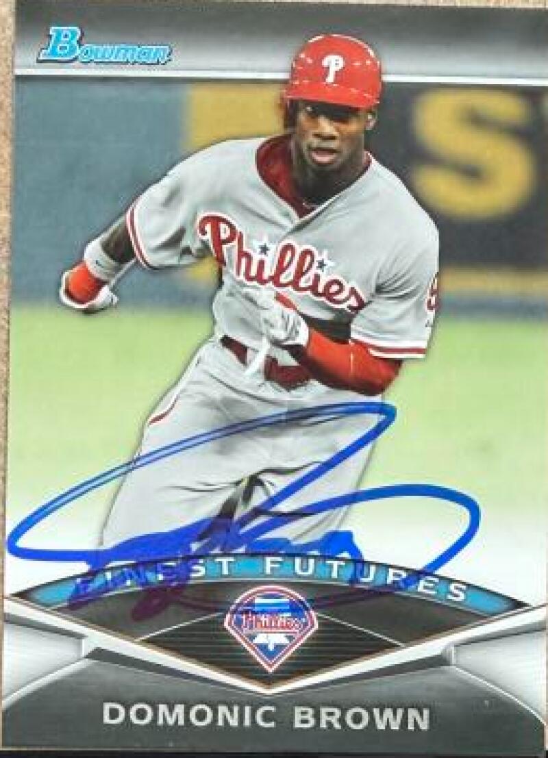 Domonic Brown Signed 2011 Bowman Finest Futures Baseball Card - Philadelphia Phillies #FF12