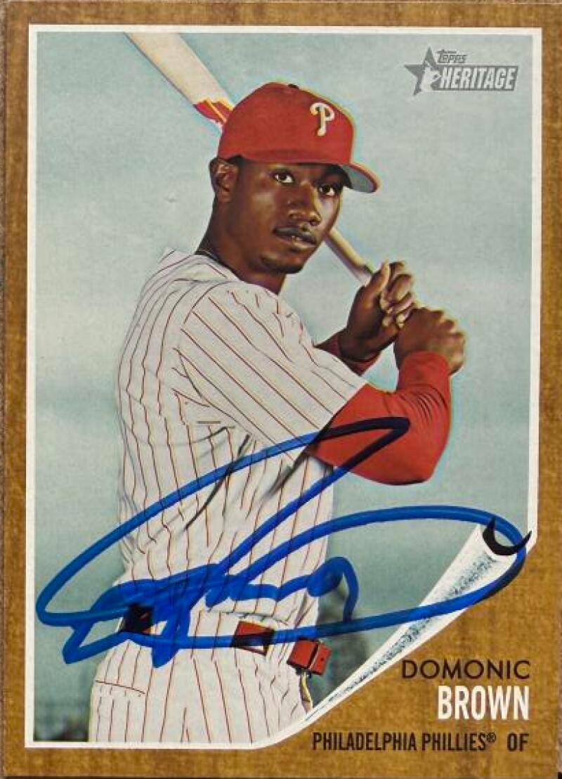 Domonic Brown Signed 2011 Topps Heritage Baseball Card - Philadelphia Phillies #104