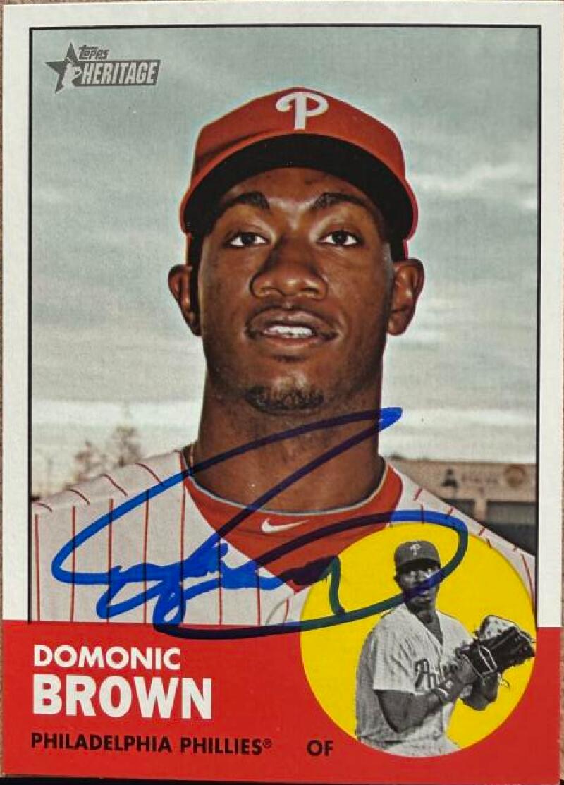 Domonic Brown Signed 2012 Topps Heritage Baseball Card - Philadelphia Phillies #32