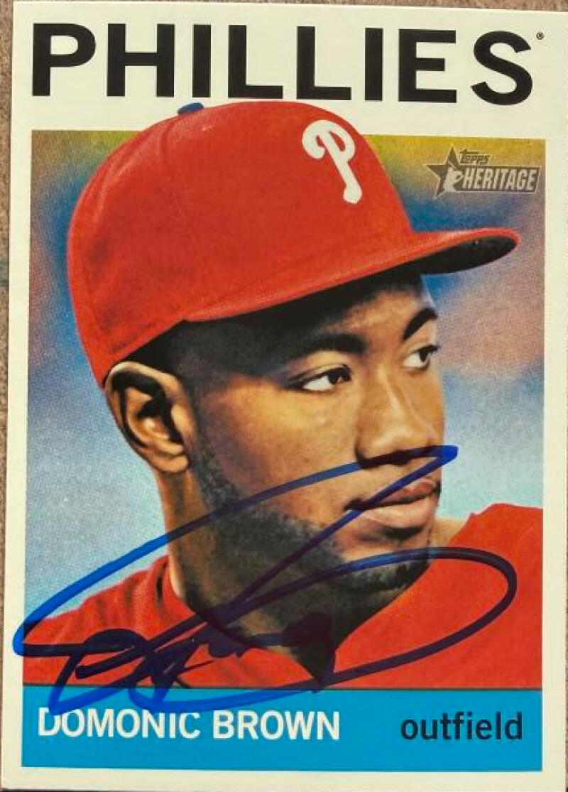 Domonic Brown Signed 2013 Topps Heritage Baseball Card - Philadelphia Phillies #135
