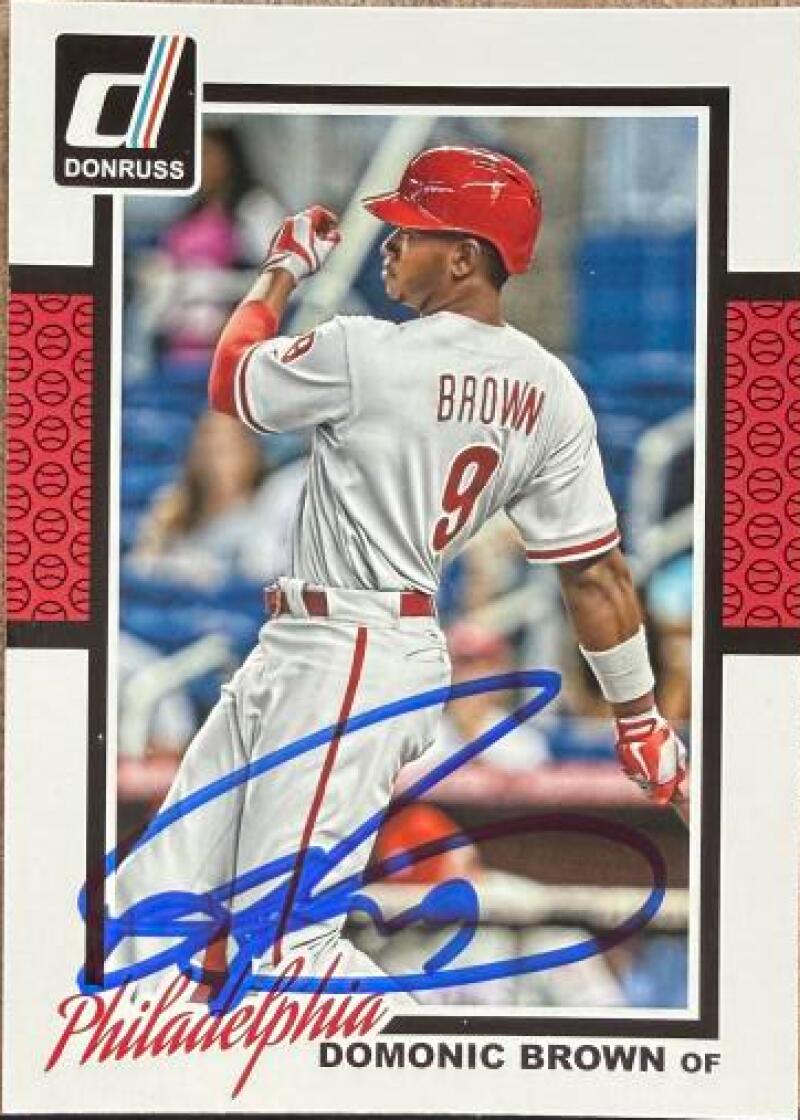 Domonic Brown Signed 2014 Donruss Baseball Card - Philadelphia Phillies #153