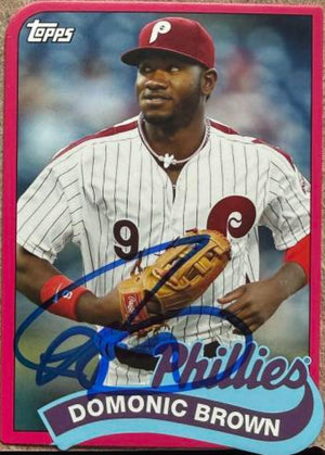Domonic Brown Signed 2014 Topps '89 Topps Die Cut Minis Baseball Card - Philadelphia Phillies #TM-86