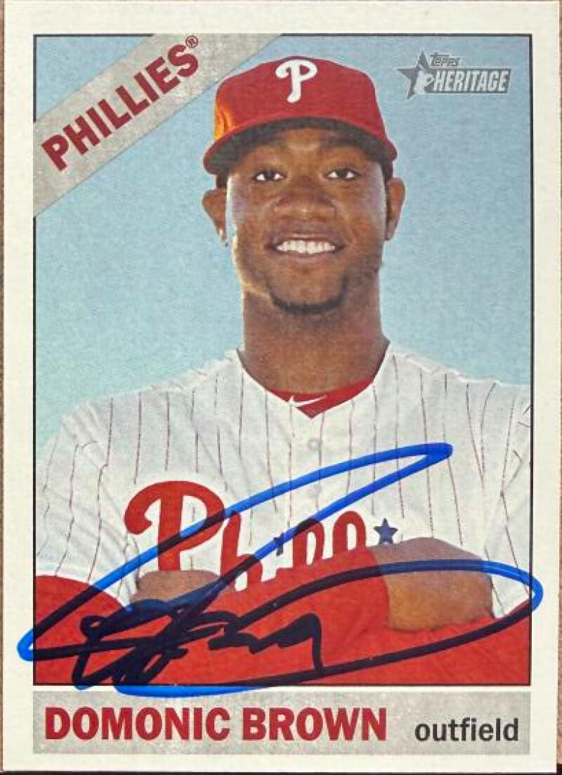 Domonic Brown Signed 2015 Topps Heritage Baseball Card - Philadelphia Phillies #137
