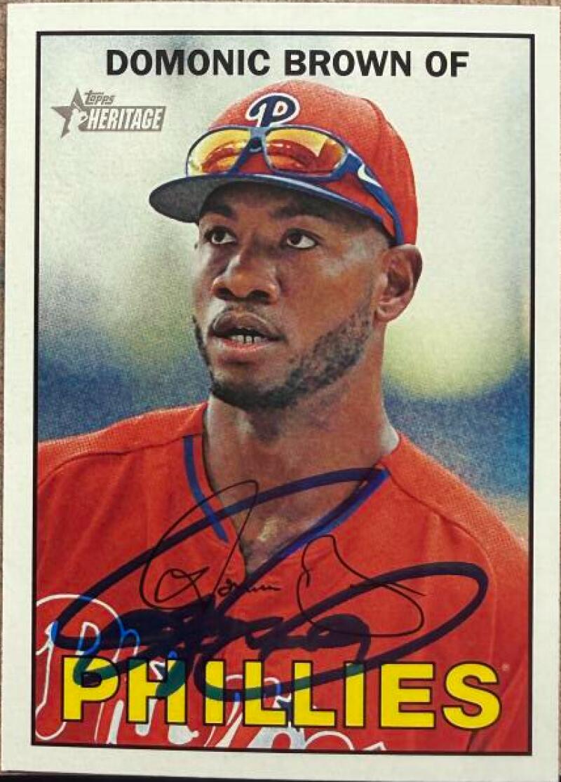 Domonic Brown Signed 2016 Topps Heritage Baseball Card - Philadelphia Phillies #424