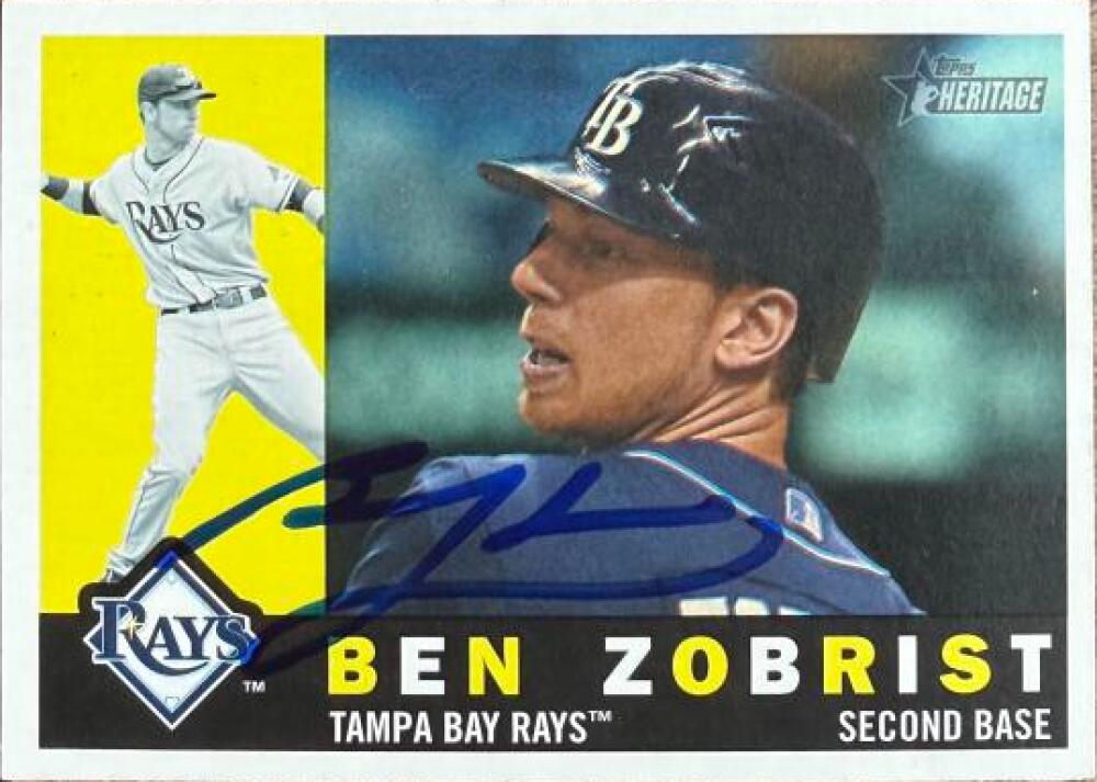 Ben Zobrist Signed 2009 Topps Heritage Baseball Card - Tampa Bay Rays #689 SP
