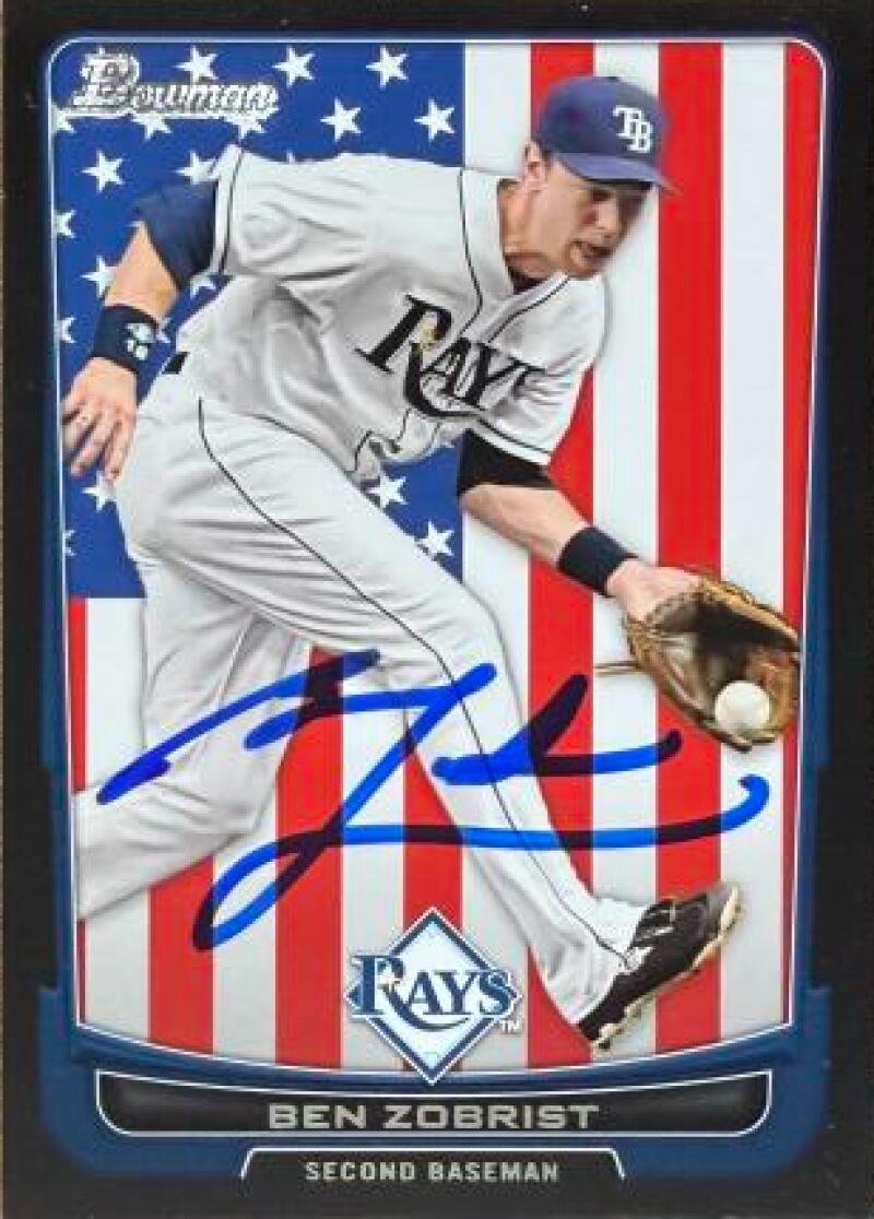 Ben Zobrist Signed 2012 Bowman International Baseball Card - Tampa Bay Rays #155
