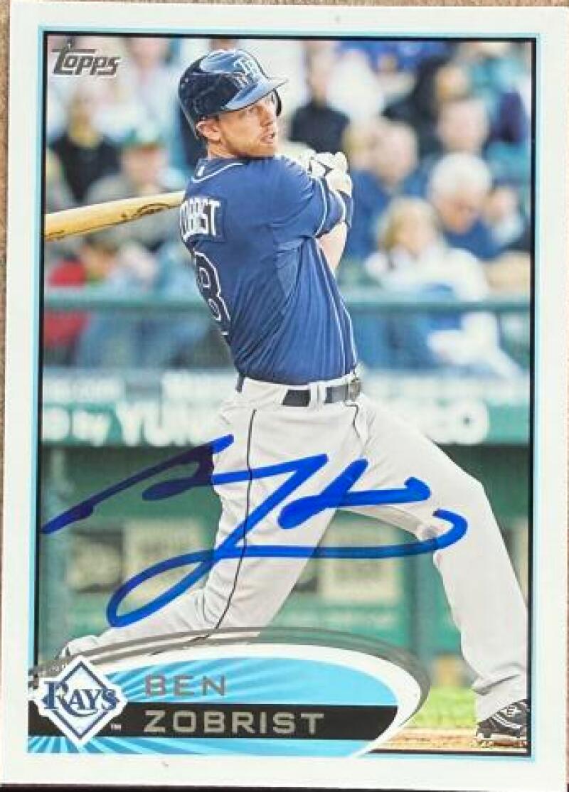 Ben Zobrist Signed 2012 Topps Baseball Card - Tampa Bay Rays #195 Ben Zobrist ERR