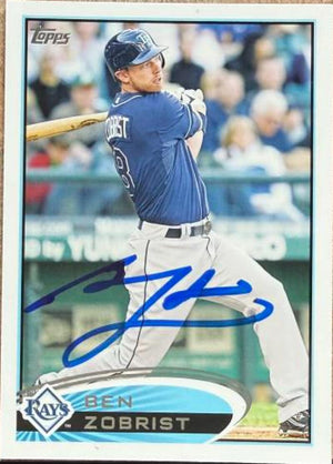 Ben Zobrist Signed 2012 Topps Baseball Card - Tampa Bay Rays #195 Ben Zobrist ERR