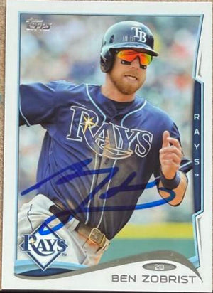 Ben Zobrist Signed 2014 Topps Baseball Card - Tampa Bay Rays #336