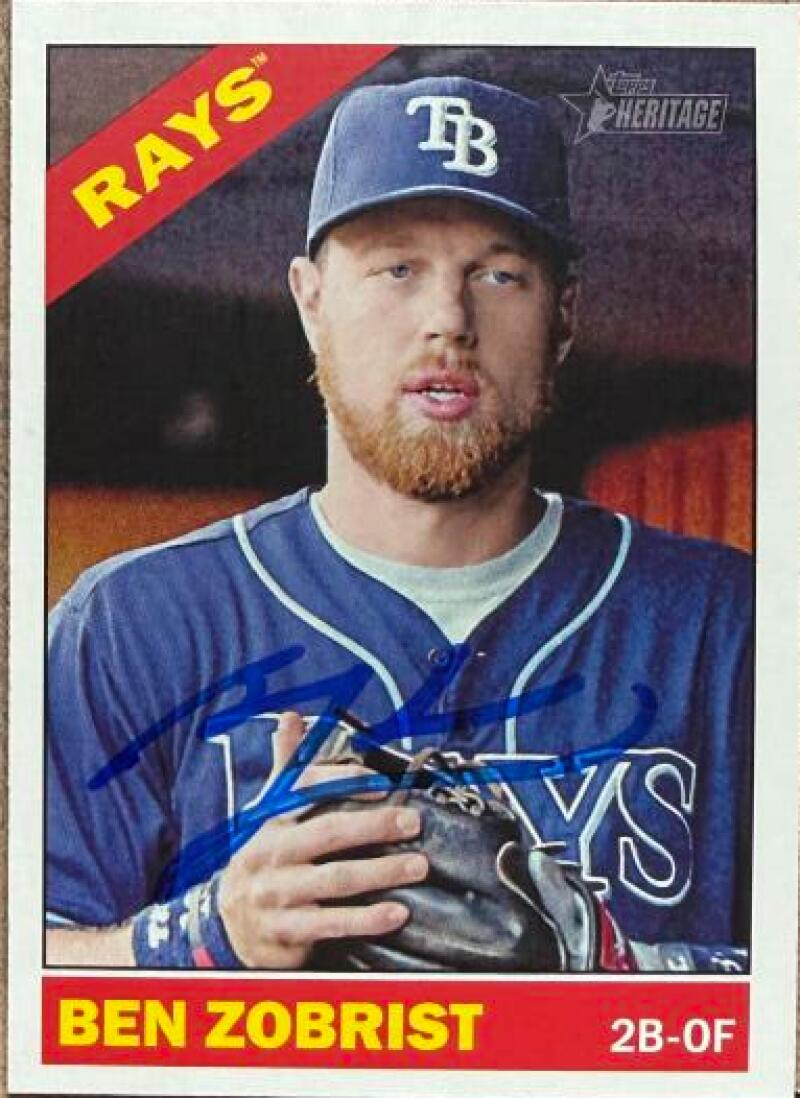 Ben Zobrist Signed 2015 Topps Heritage Baseball Card - Tampa Bay Rays #145