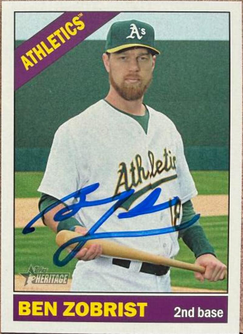 Ben Zobrist Signed 2015 Topps Heritage Baseball Card - Oakland A's #704 SP