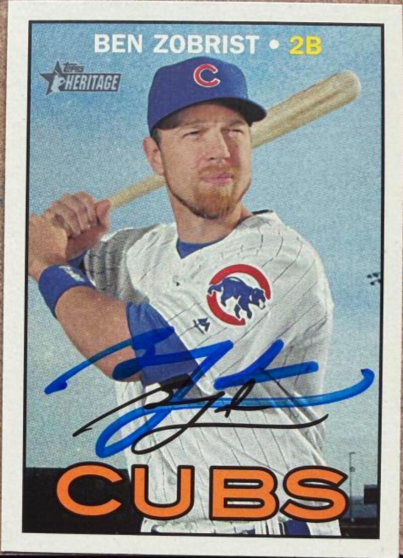 Ben Zobrist Signed 2016 Topps Heritage Baseball Card - Chicago Cubs #564
