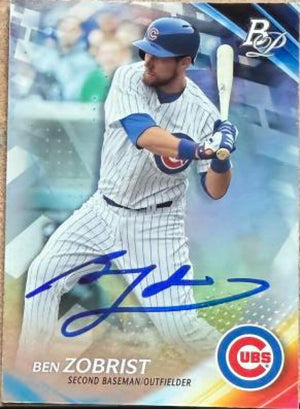Ben Zobrist Signed 2017 Bowman Platinum Baseball Card - Chicago Cubs #83