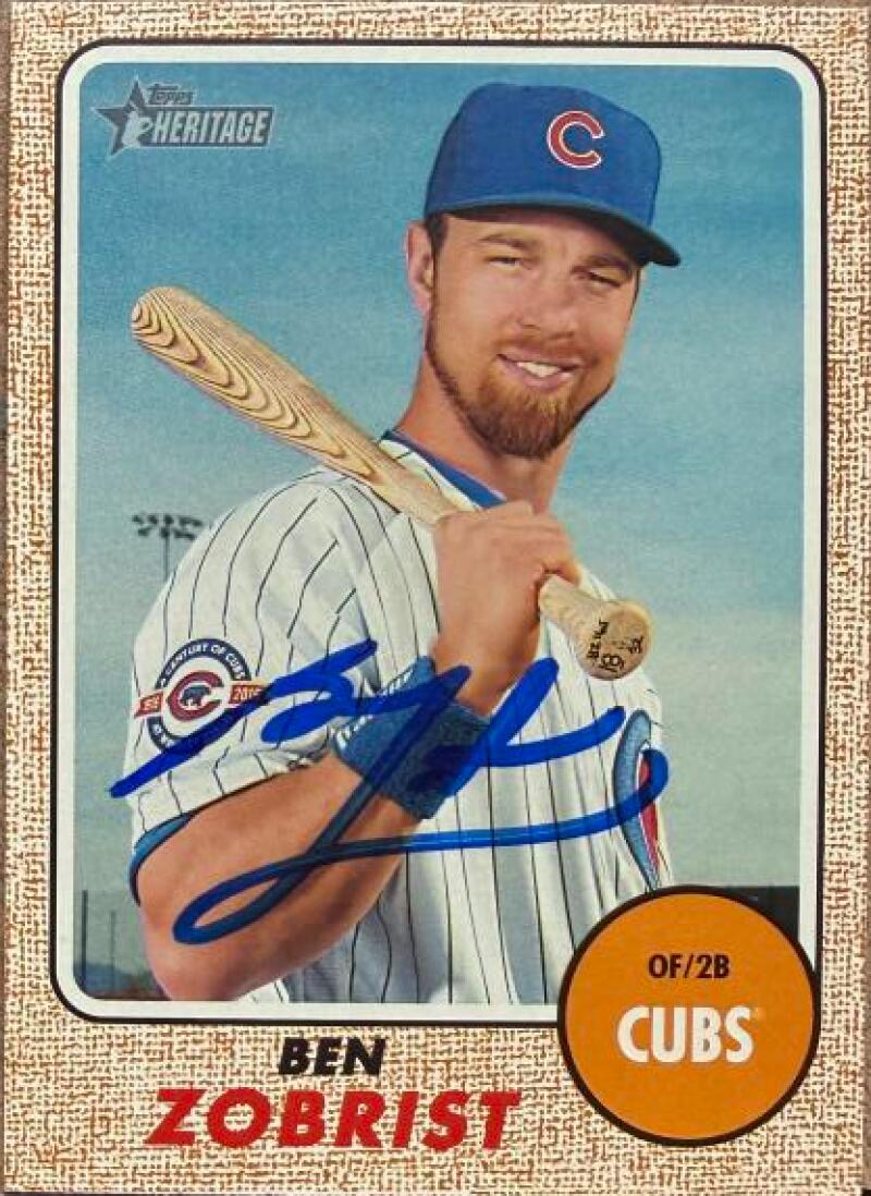 Ben Zobrist Signed 2017 Topps Heritage Baseball Card - Chicago Cubs #326