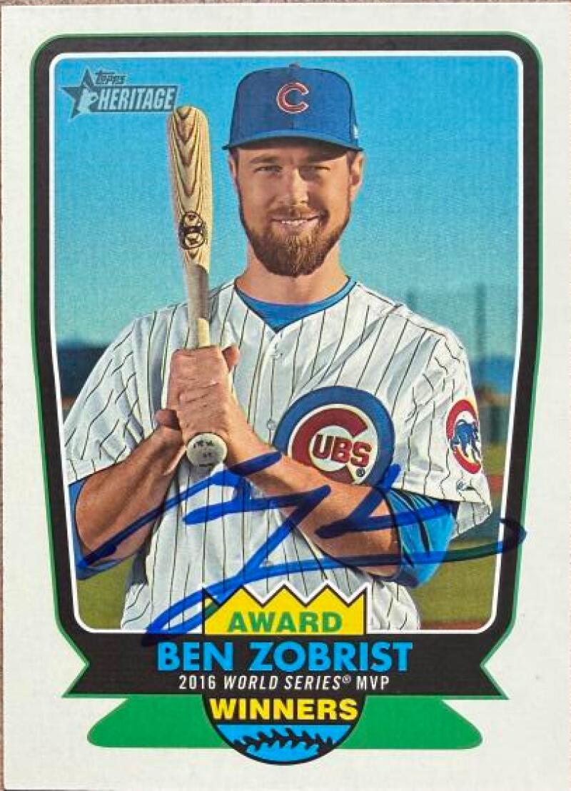 Ben Zobrist Signed 2017 Topps Heritage Award Winners Baseball Card - Chicago Cubs #AW-8