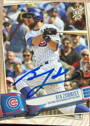 Ben Zobrist Signed 2019 Topps Big League Baseball Card - Chicago Cubs #63