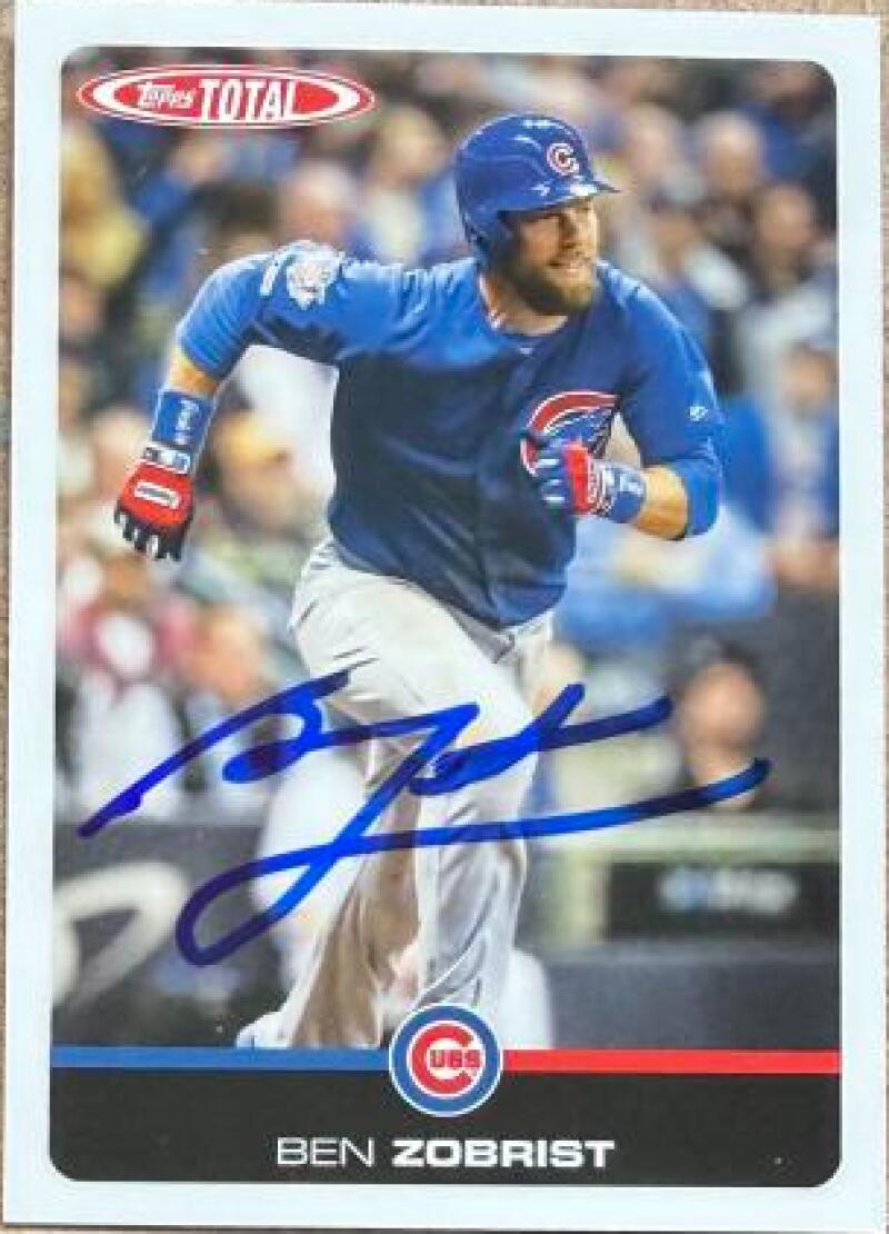 Ben Zobrist Signed 2019 Topps Total Baseball Card - Chicago Cubs #587