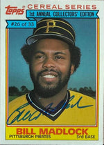 Bill Madlock Signed 1984 Topps Cereal Series Baseball Card #26 - Pittsburgh Pirates