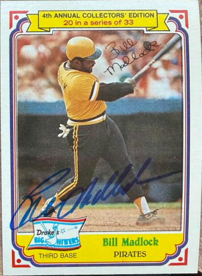 Bill Madlock Signed 1984 Topps Drake's Big Hitters Baseball Card #20 - Pittsburgh Pirates