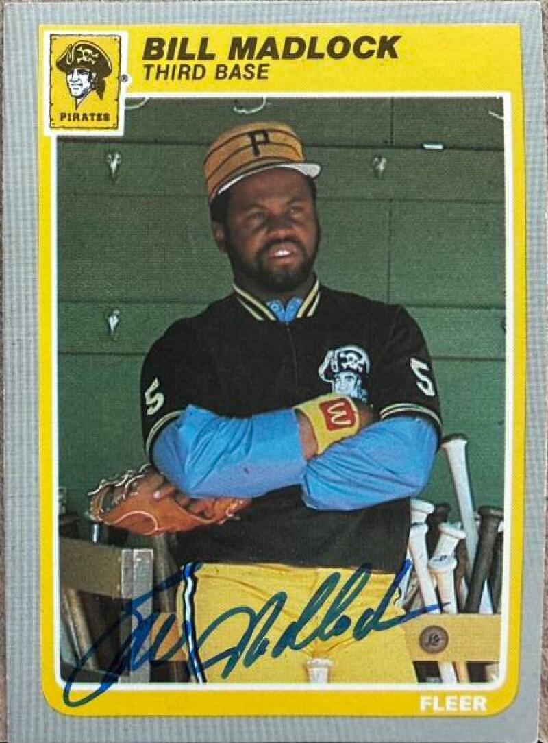 Bill Madlock Signed 1985 Fleer Baseball Card #468 - Pittsburgh Pirates