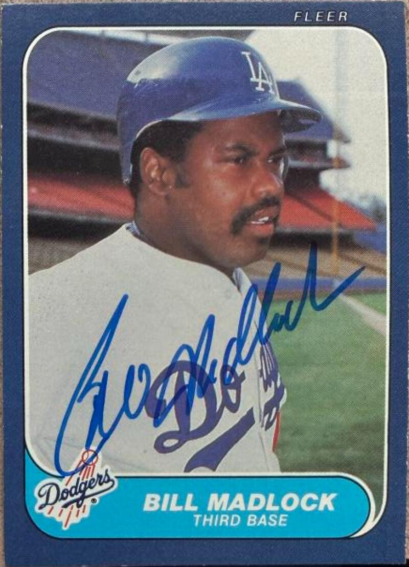 Bill Madlock Signed 1986 Fleer Baseball Card #135 - Los Angeles Dodgers