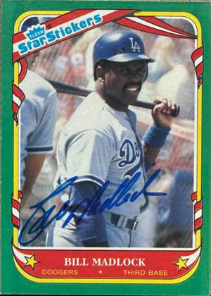 Bill Madlock Signed 1987 Fleer Star Stickers Baseball Card #73 - Los Angeles Dodgers