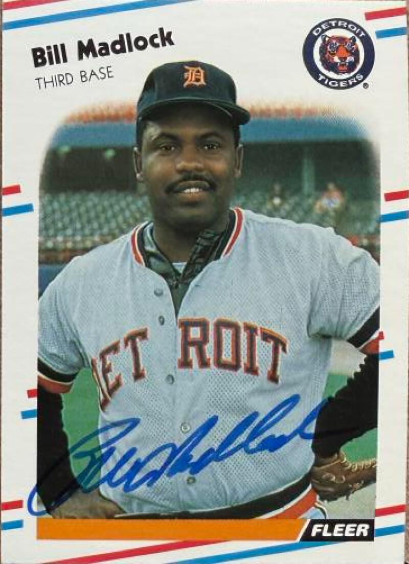 Bill Madlock Signed 1988 Fleer Baseball Card #63 - Detroit Tigers