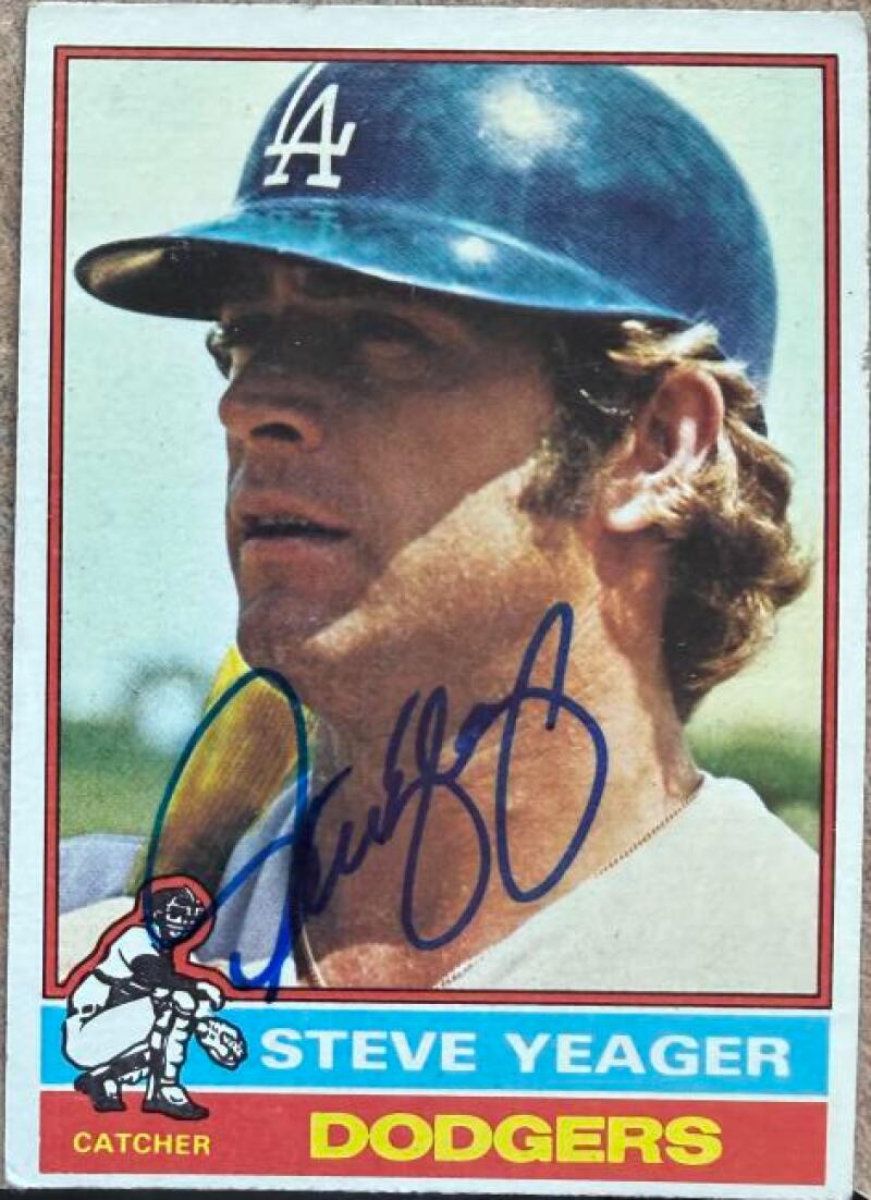 Steve Yeager Signed 1976 Topps Baseball Card #515 - Los Angeles Dodgers
