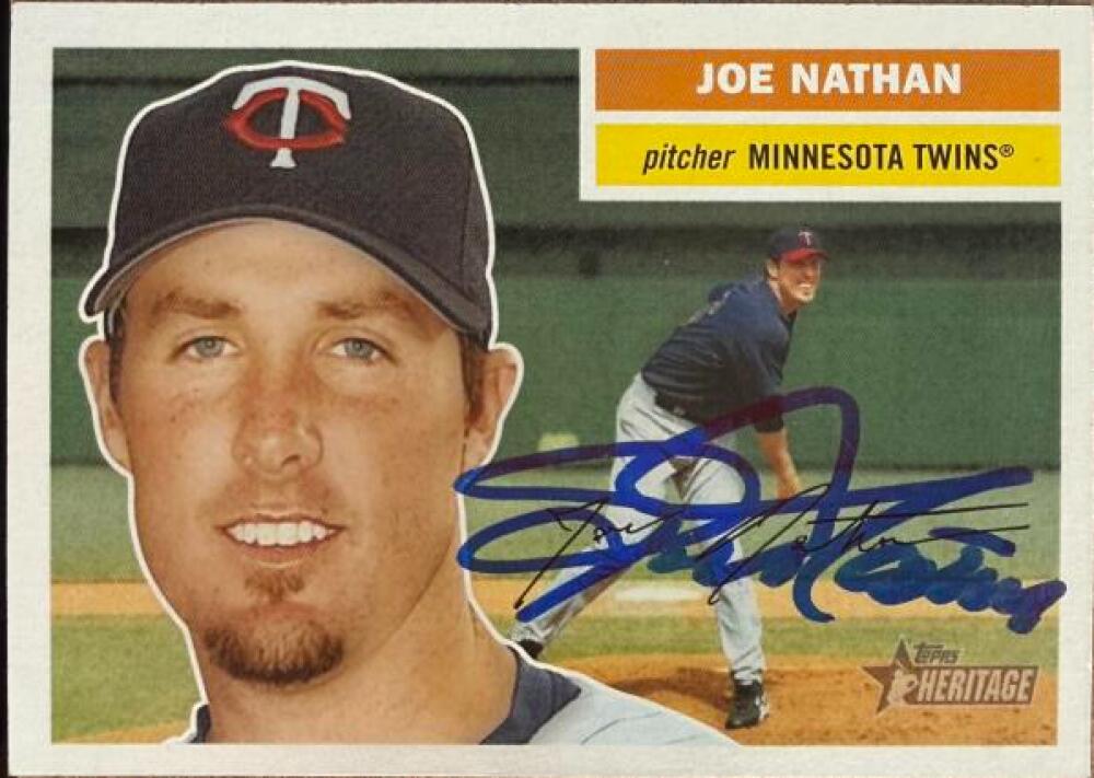 Joe Nathan Signed 2005 Topps Heritage Baseball Card #358 - Minnesota Twins