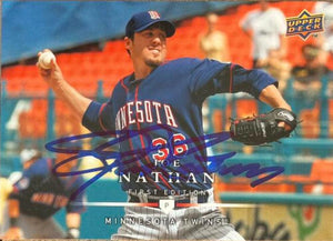 Joe Nathan Signed 2008 Upper Deck First Edition Baseball Card #227 - Minnesota Twins