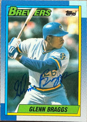 Glenn Braggs Signed 1990 Topps Baseball Card #88 - Milwaukee Brewers