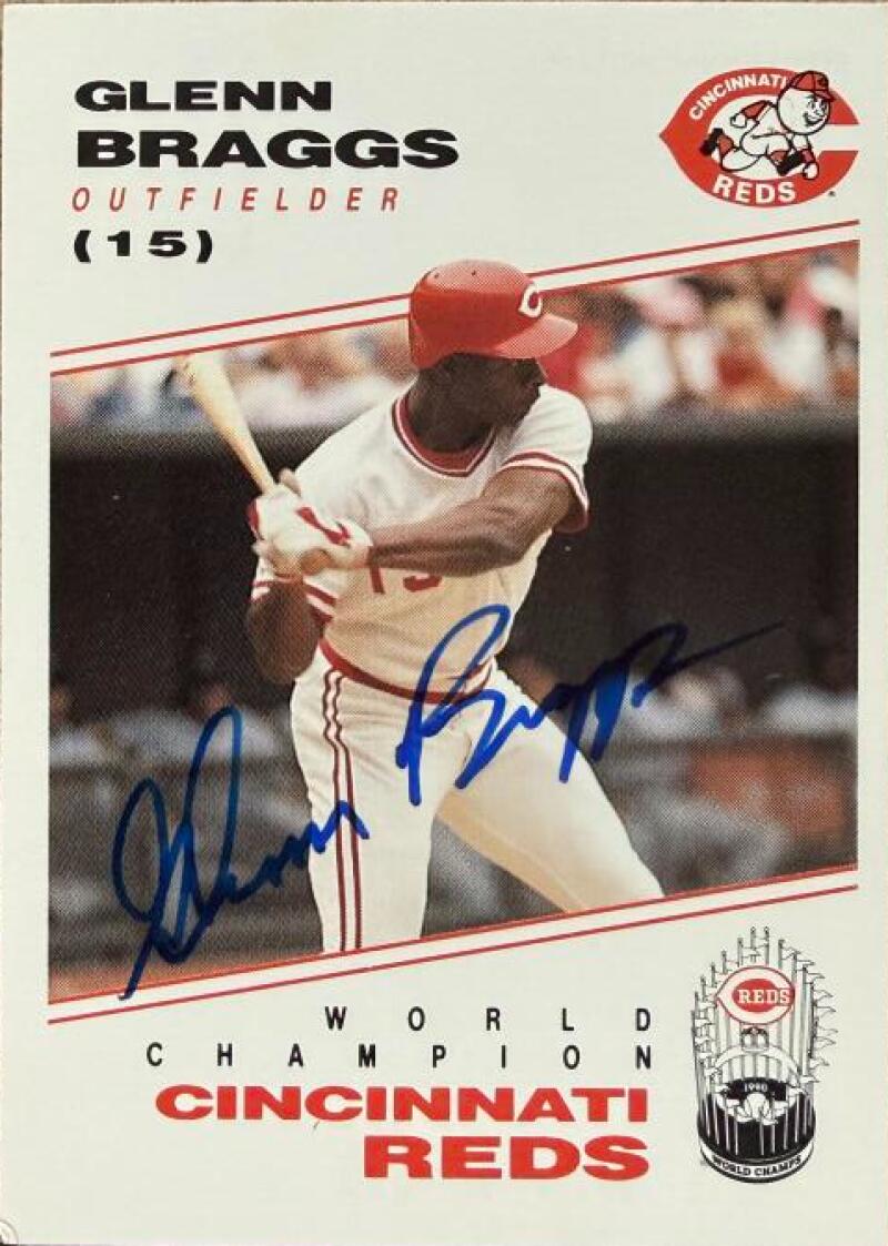 Glenn Braggs Signed 1991 Kahn's Baseball Card  - Cincinnati Reds