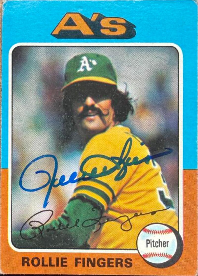 Rollie Fingers Autographed 1975 Topps Baseball Card #21 - Oakland Athletics
